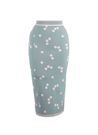 Light polka dot knit maxi skirt - Blue & Pink