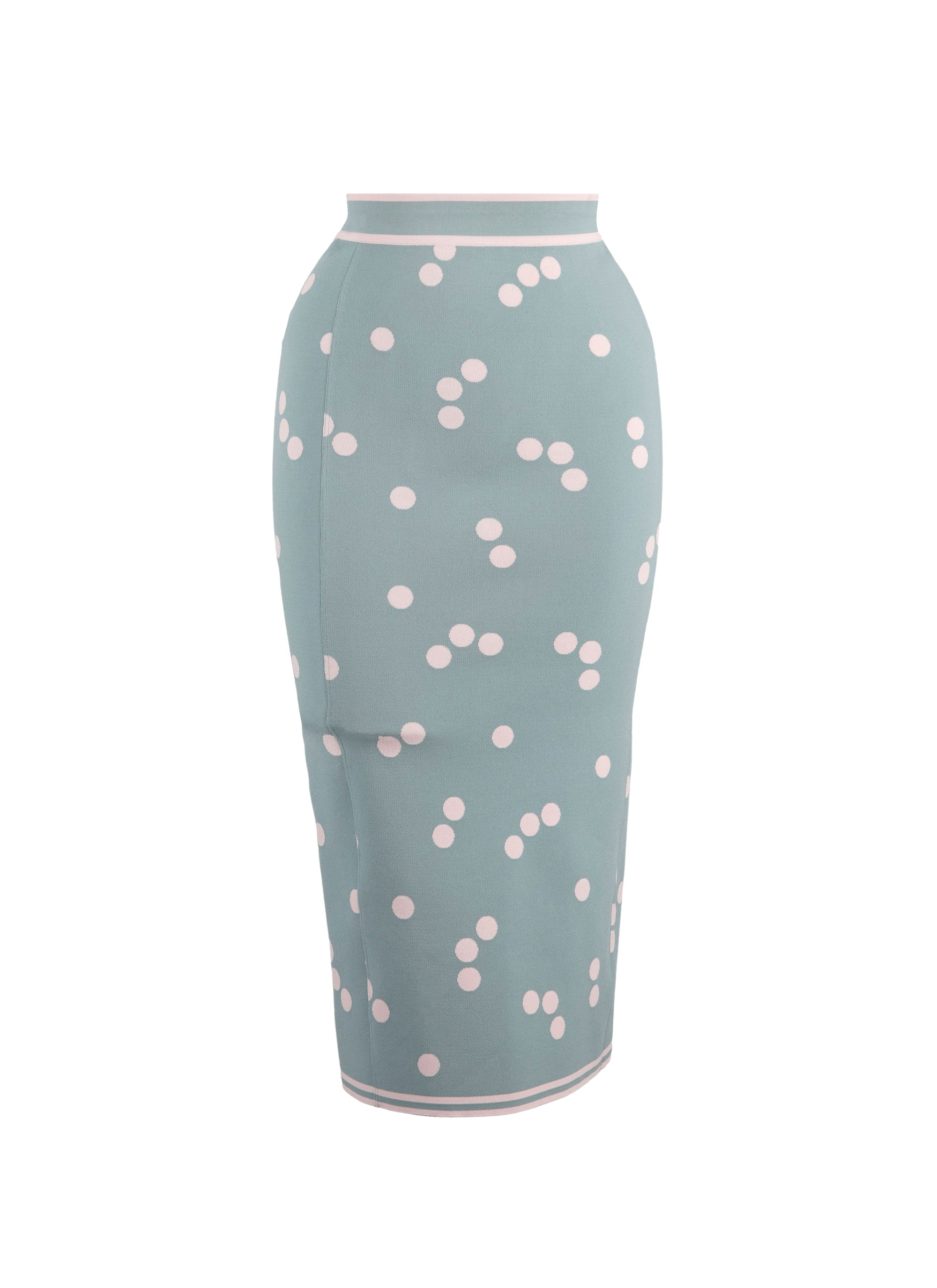 Light polka dot knit maxi skirt - Blue & Pink