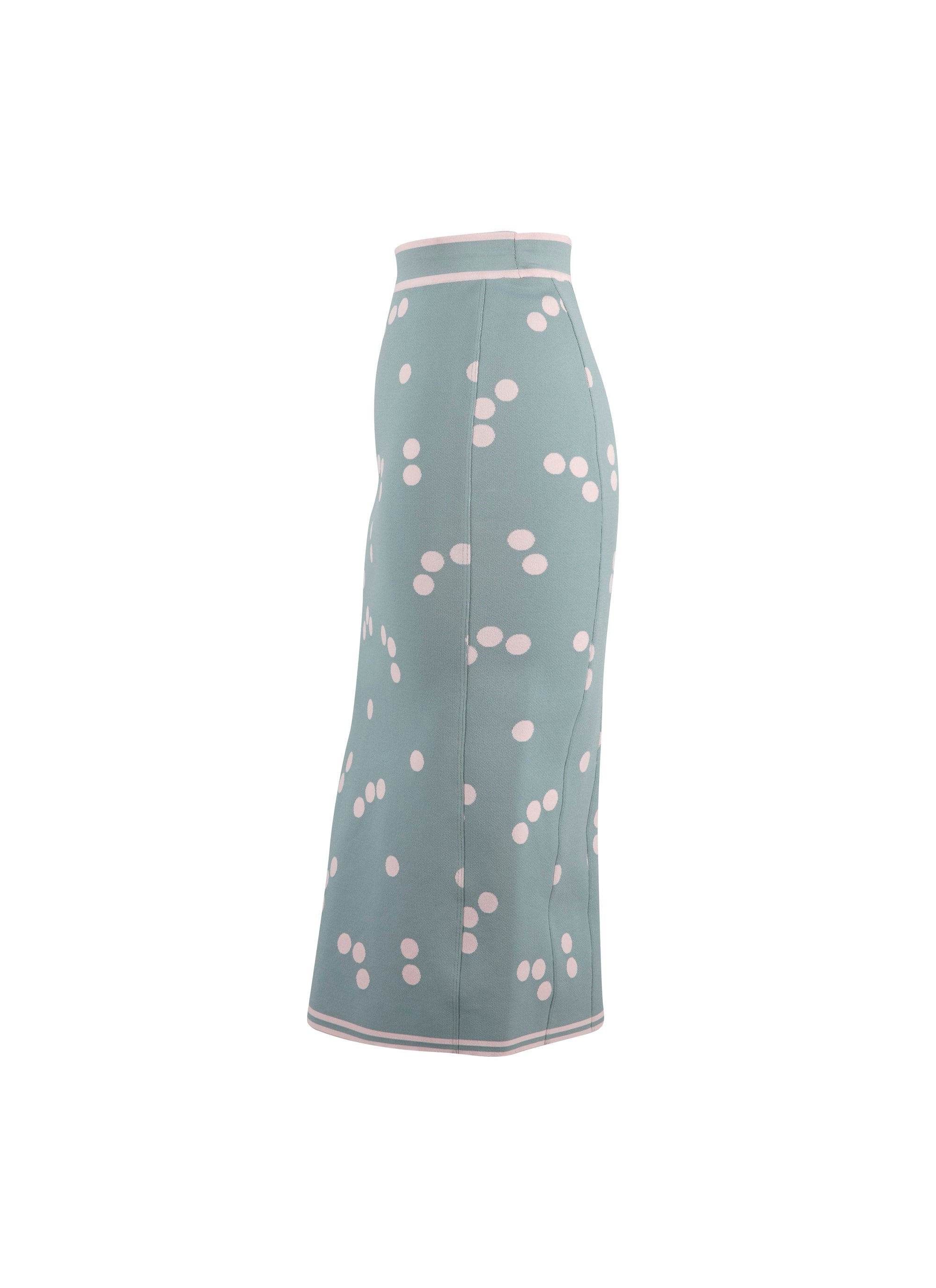 Lightweight long skirt with knitted polka dots - Blue & Pink
