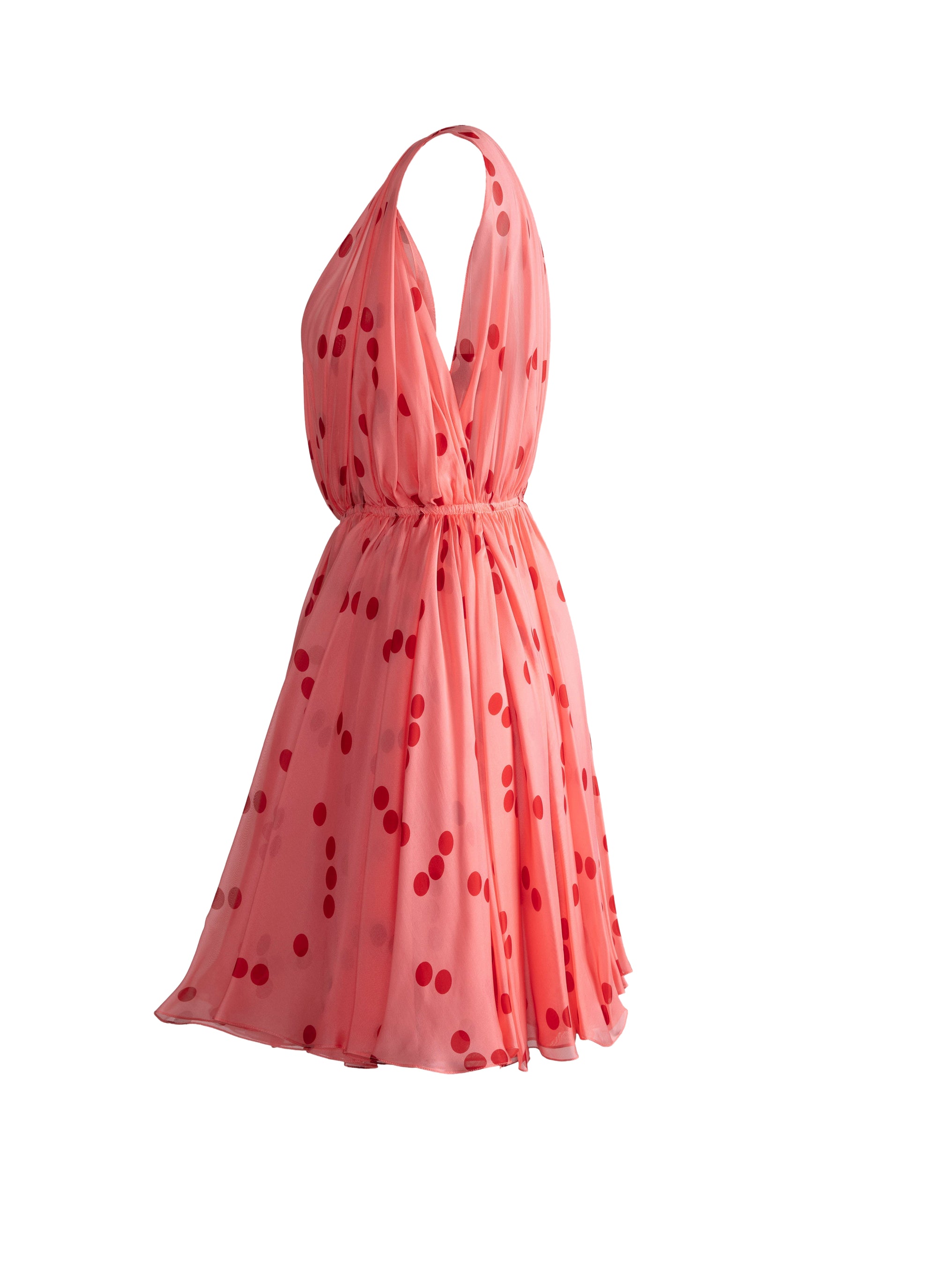 Silk patterned flowing summer dress - Pink