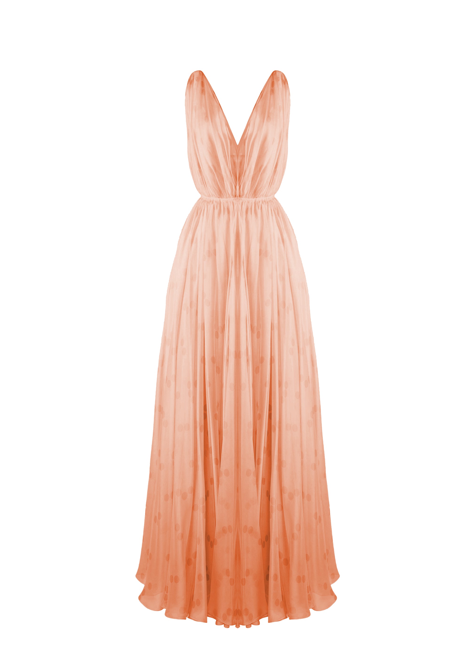 Robe sans manches Mousseline à pois en soie - Rose
