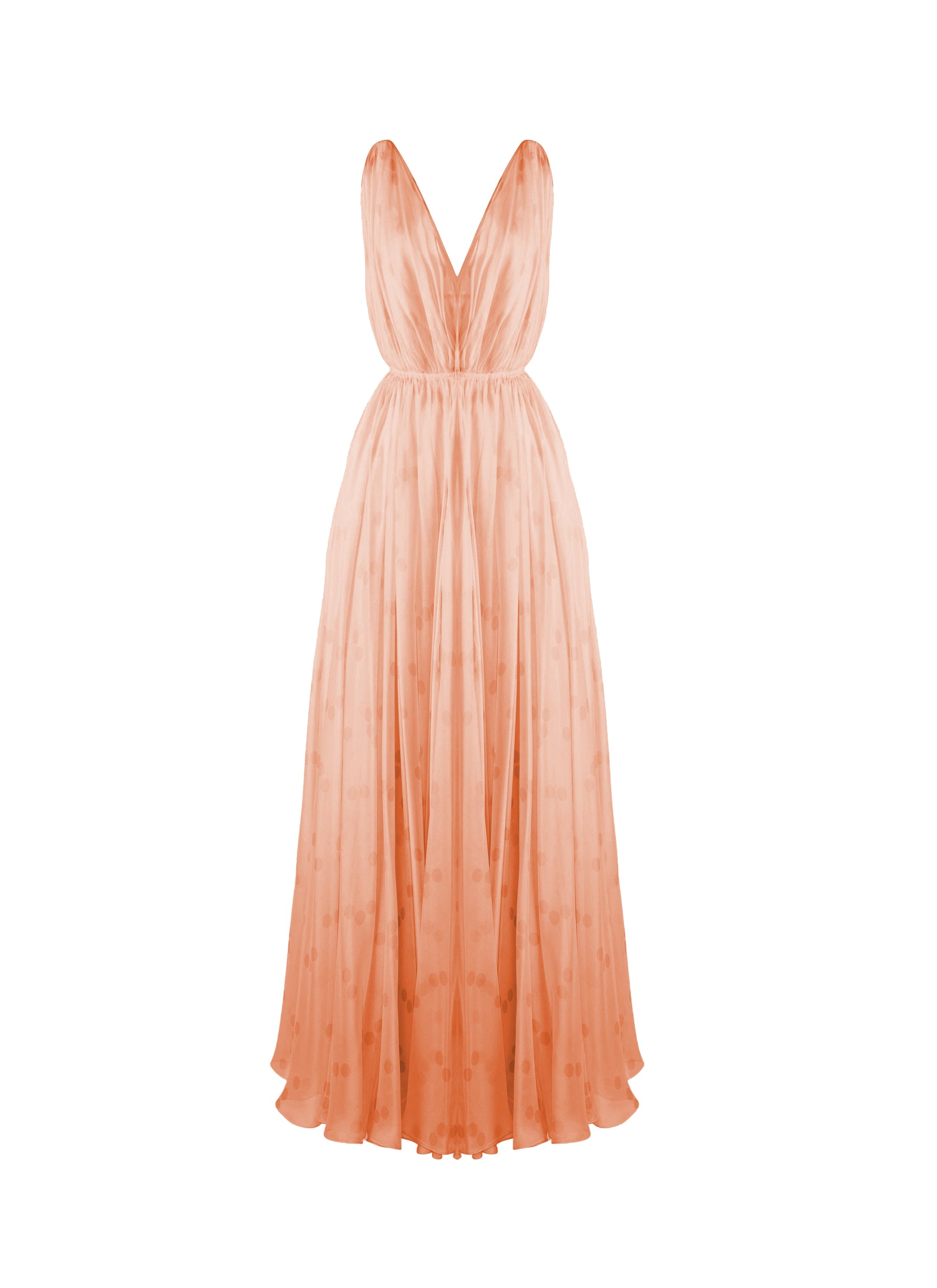 Sleeveless chiffon dress with silk polka dots - Pink