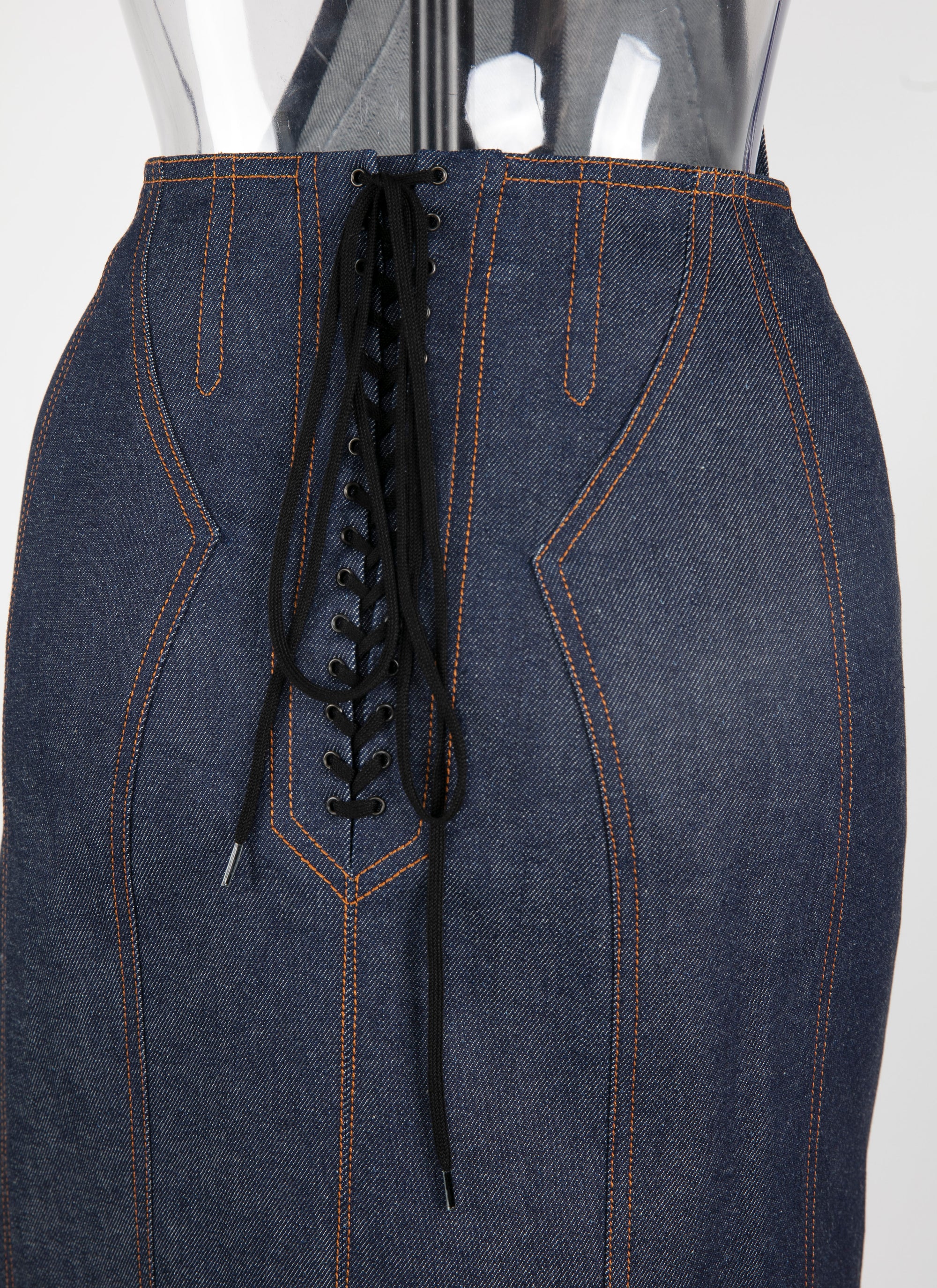 Sleeveless dress with back lacing - Dark Navy