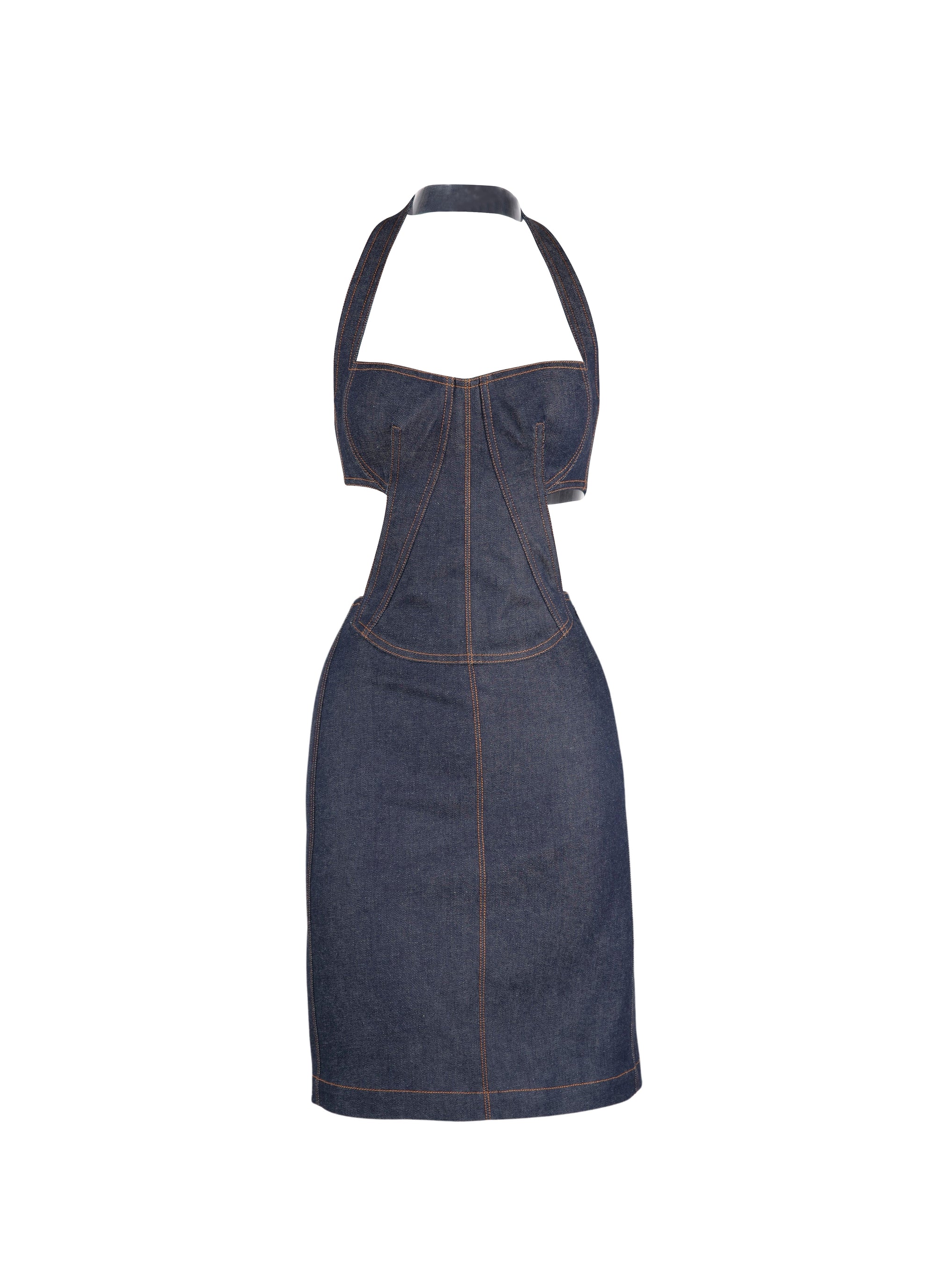 Sleeveless dress with back lacing - Dark Navy