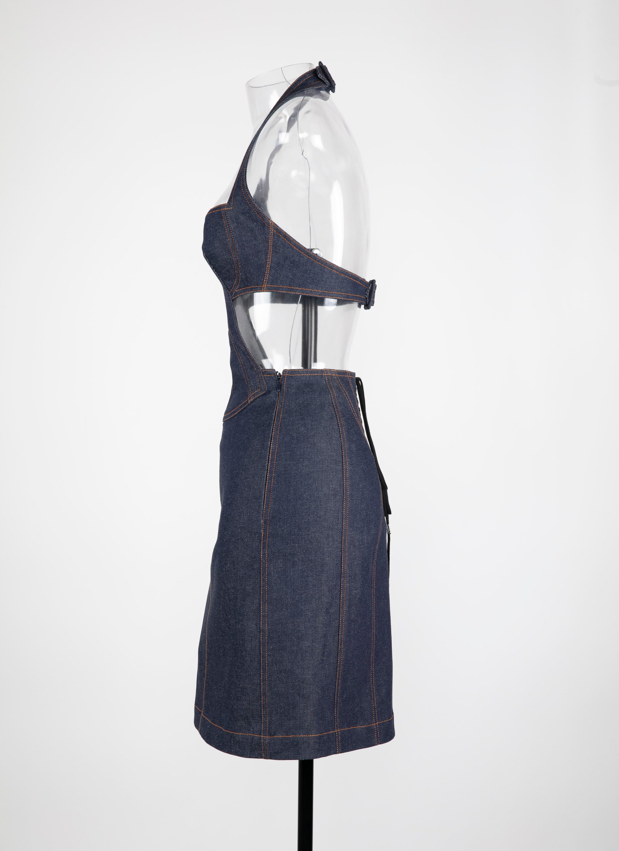 Sleeveless dress with back lacing - Dark Navy