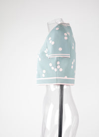 Fluid polka dot top - Blue & Pink