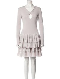 Flounced wool dress - Light grey