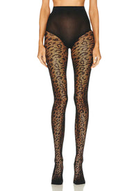 Leopard print tights - Black Alaïa