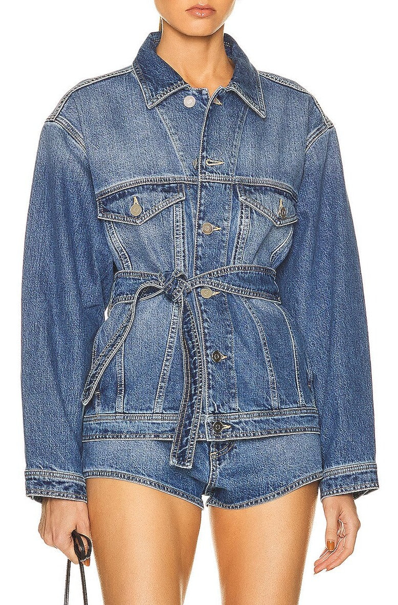 Veste en denim enveloppante - Bleu Jeans