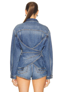 Veste en denim enveloppante - Bleu Jeans