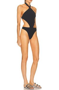 One-piece trikini swimming costume - White