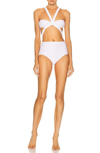One-piece swimming costume bikini - White