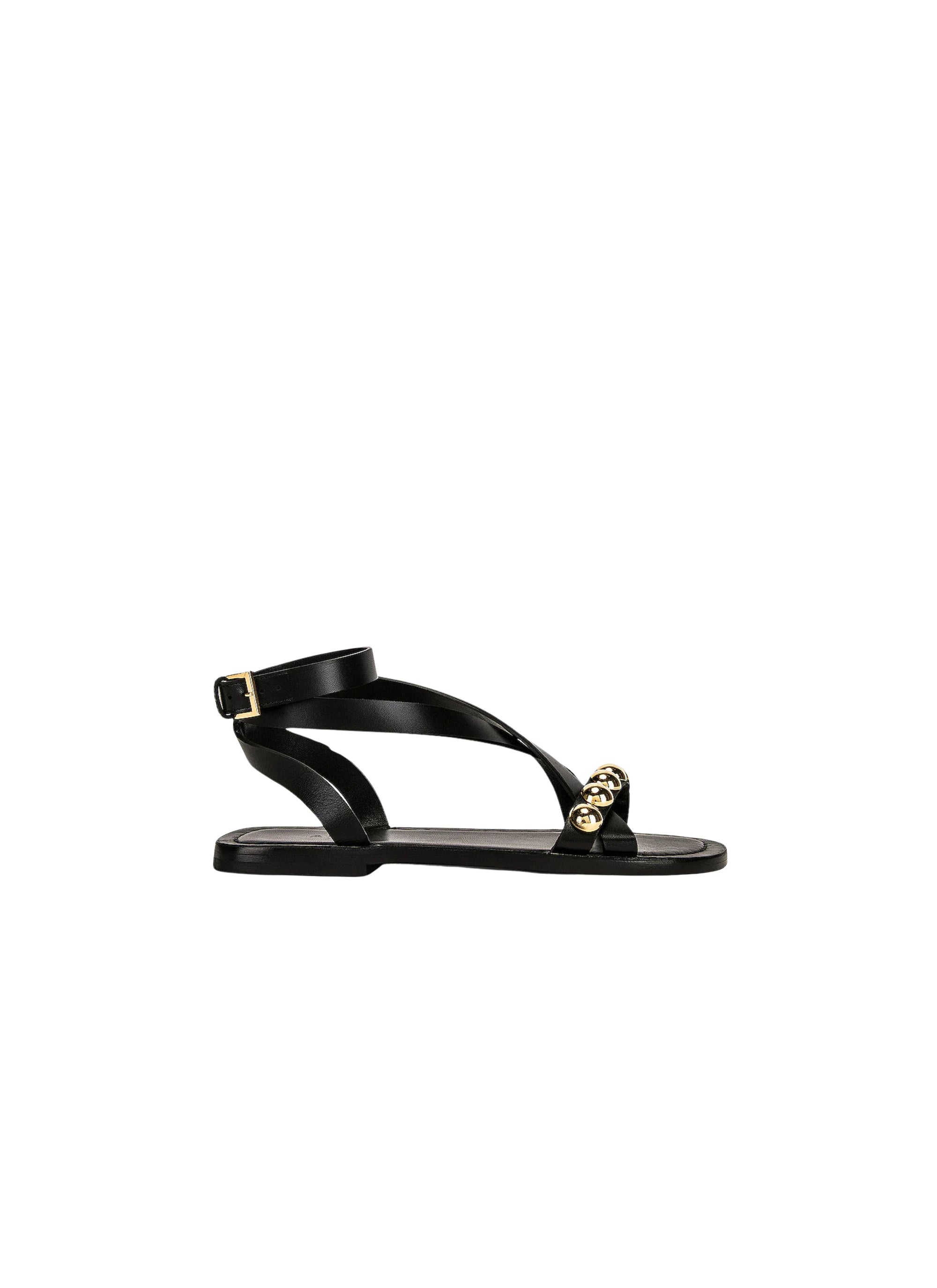 Sandales plates Bombe multi brides en cuir - Noir