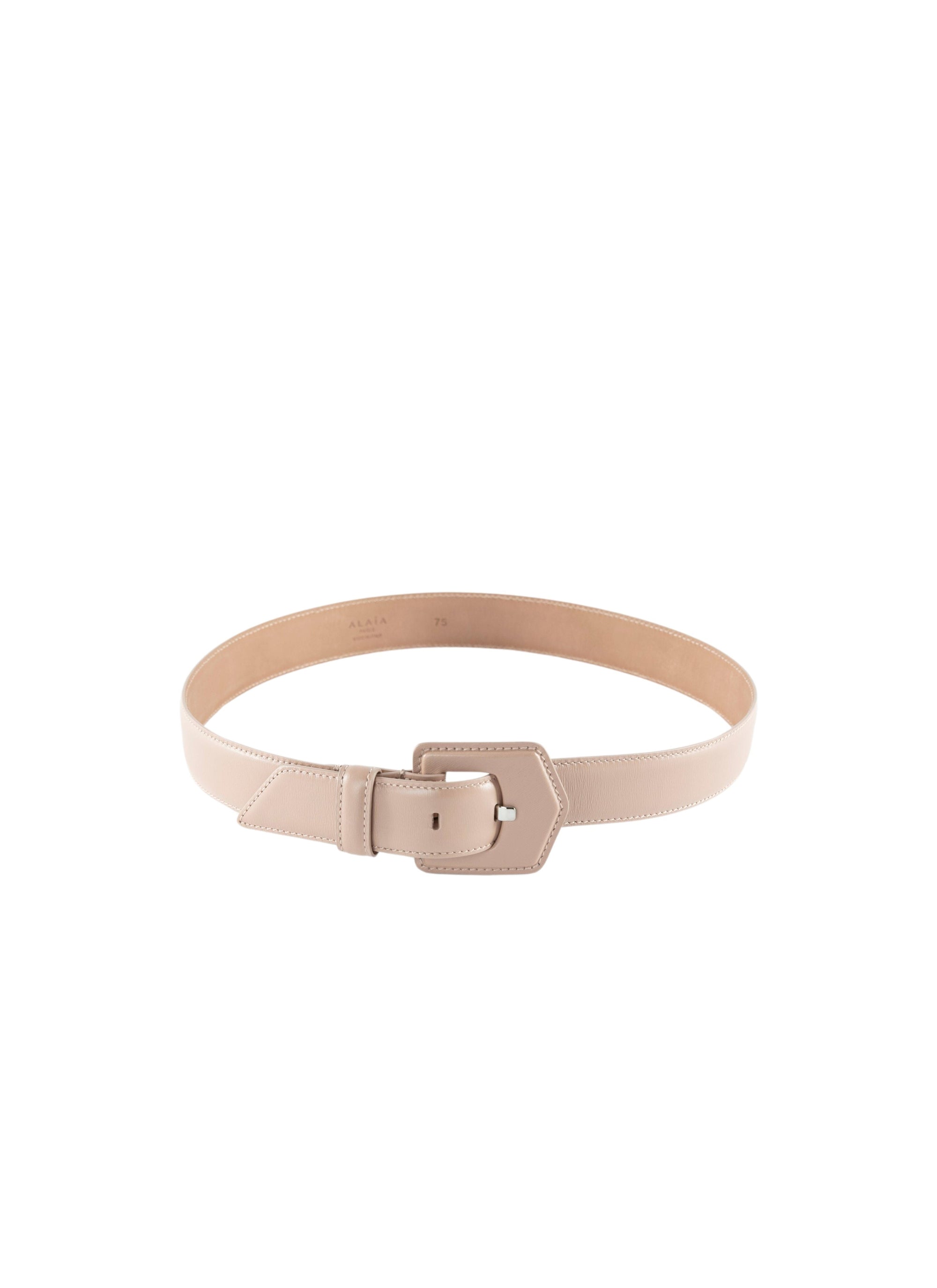 Openwork belt in leather - Sand