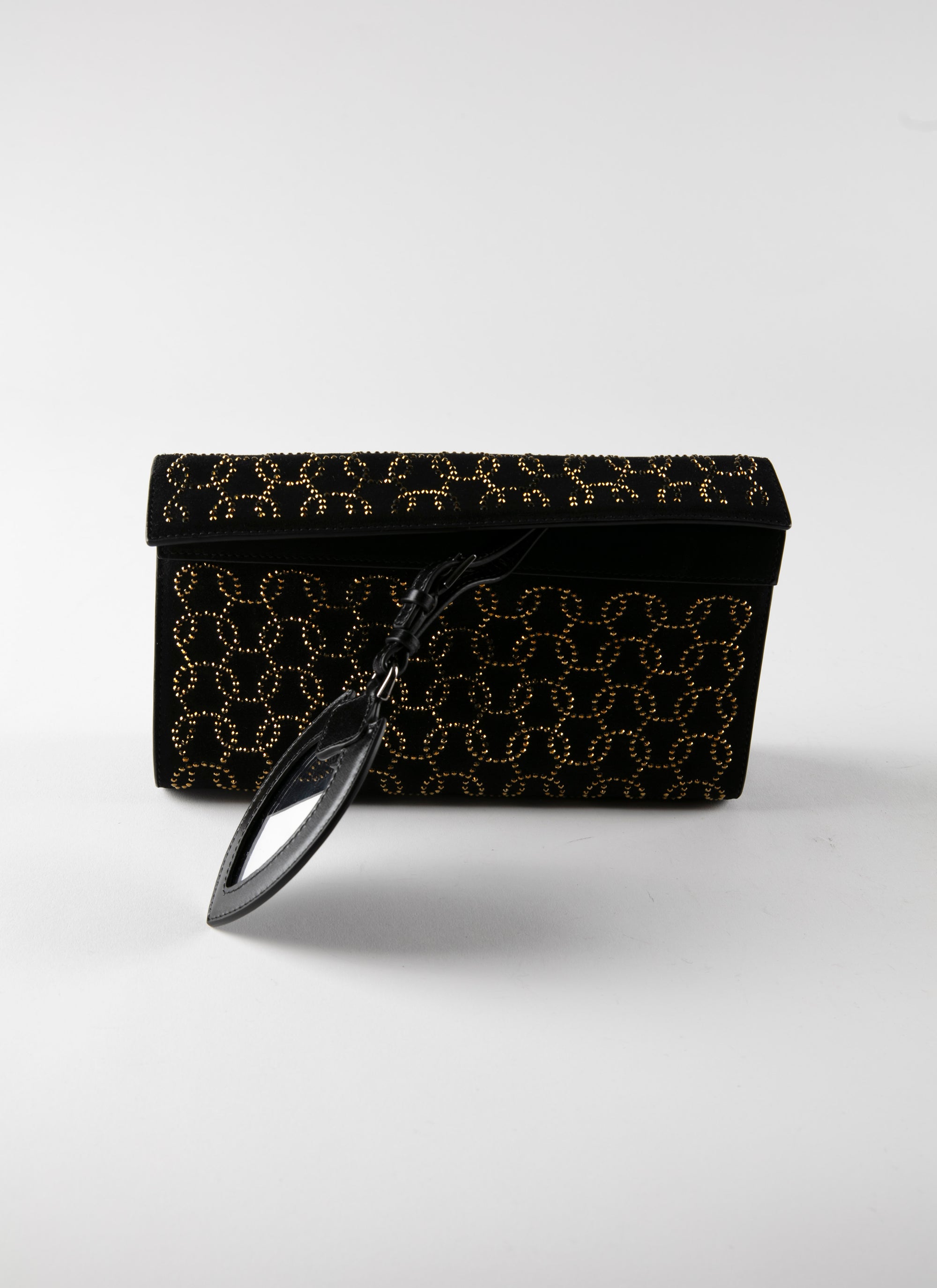 Studded motif clutch bag in leather - Black & Gold