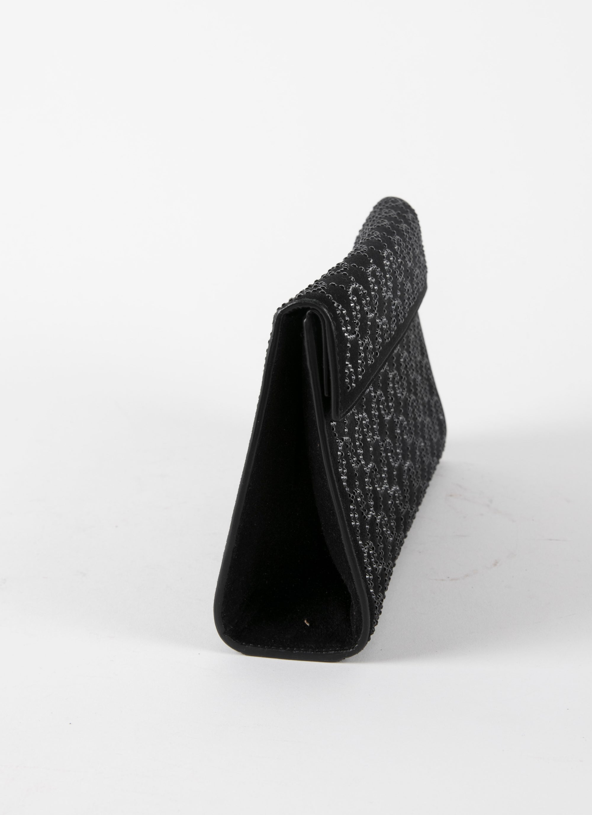 Studded motif clutch bag in leather - Black & Black