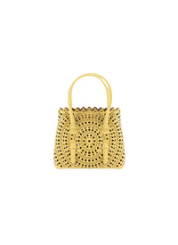 Mini openwork bag in leather - Topaz