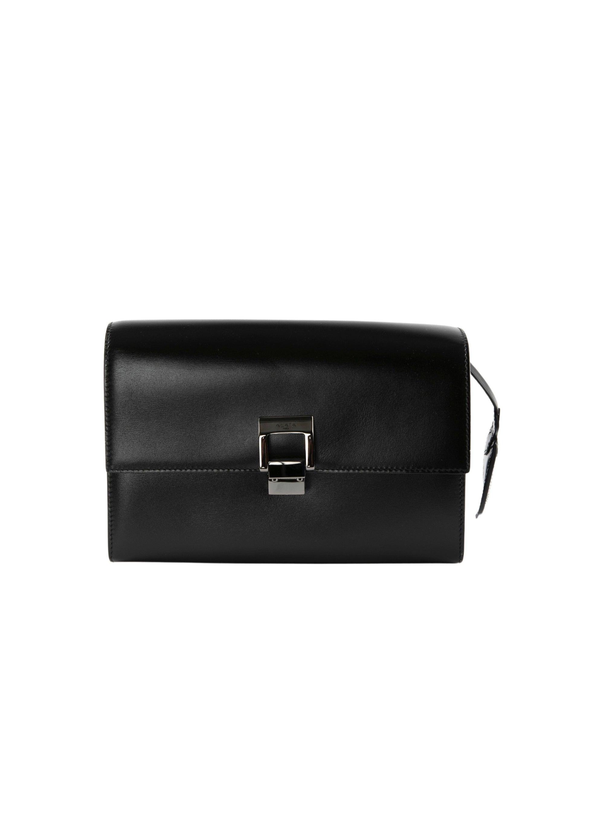 Clara 22 leather clutch bag - Black intense