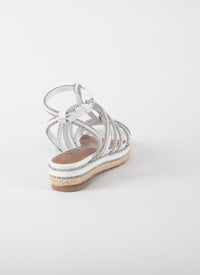 Strappy sandals with studs in leather - White