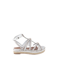 Strappy sandals with studs in leather - White