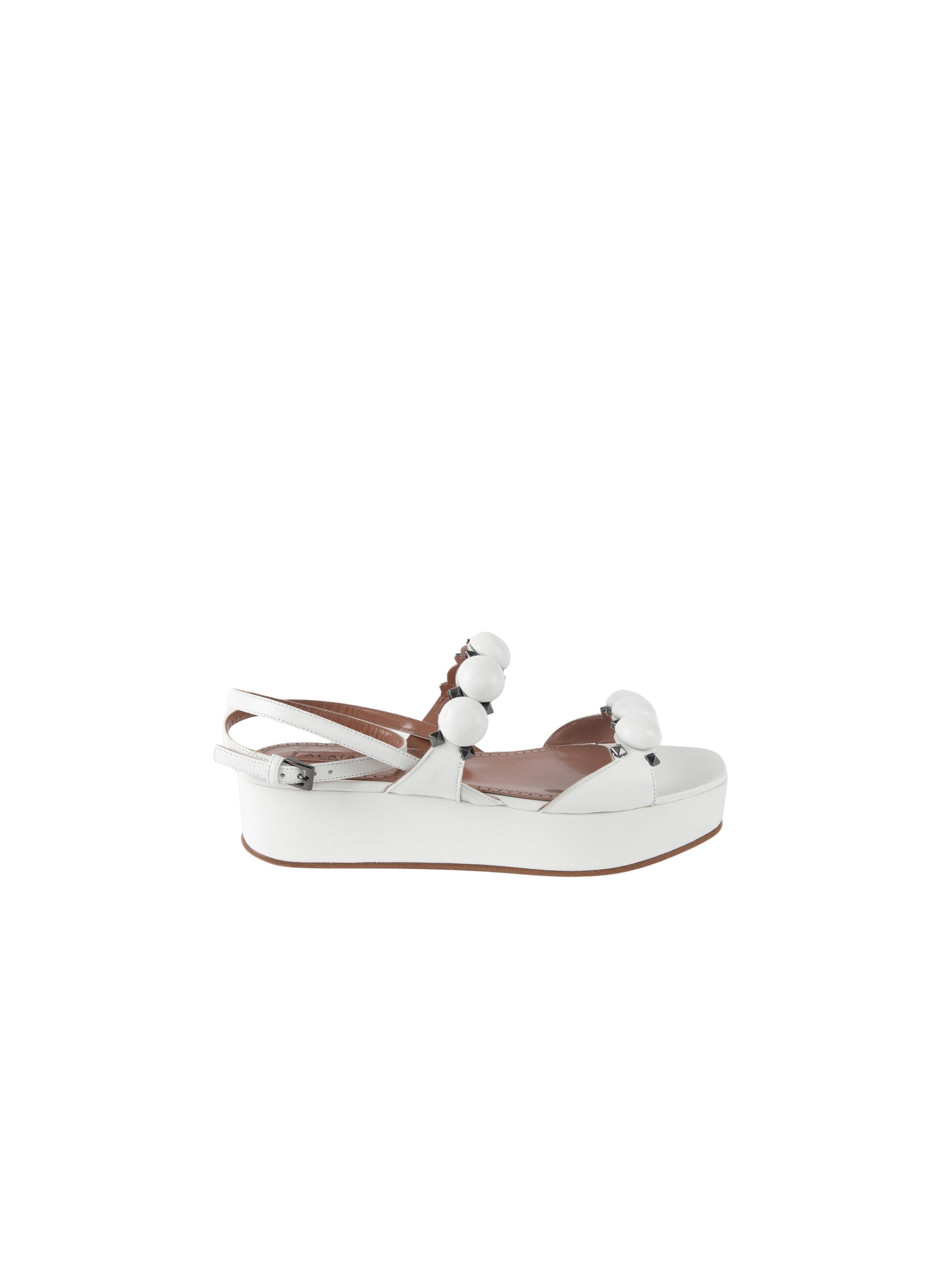 Bombe wedge sandals in leather - White