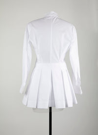 Fitted and pleated shirt in Japanese poplin - White
