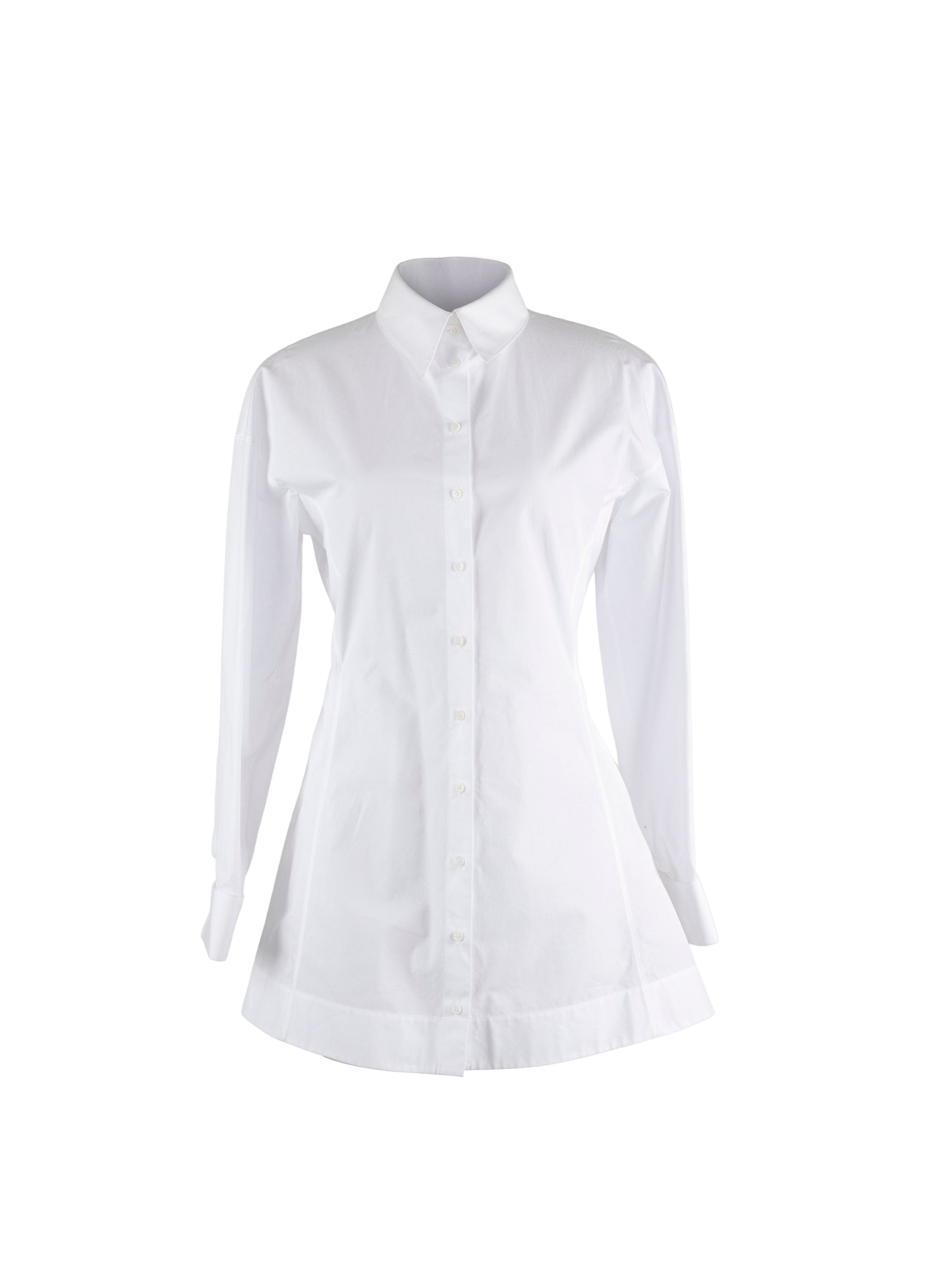 Fitted and pleated shirt in Japanese poplin - White