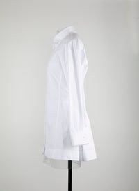 Fitted and pleated shirt in Japanese poplin - White