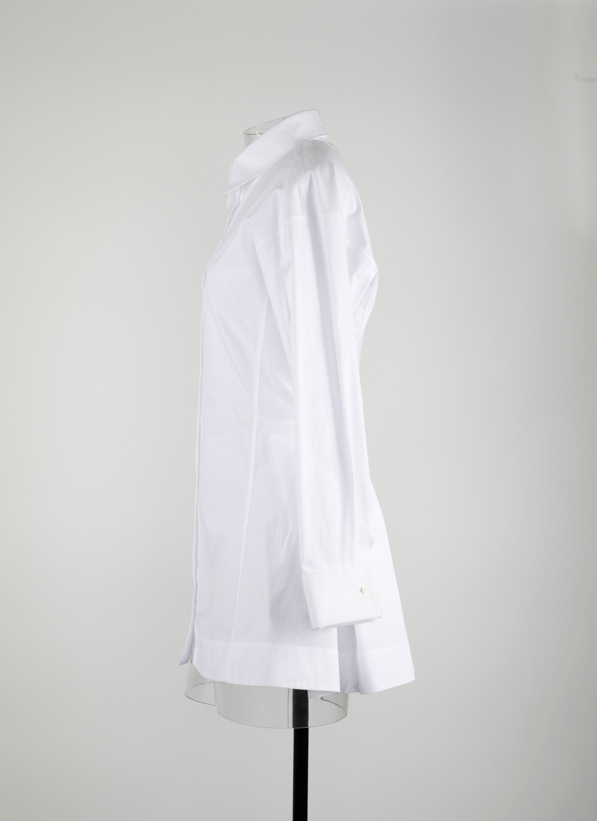 Fitted and pleated shirt in Japanese poplin - White