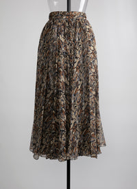 Long skirt with silk pattern - Multicolour