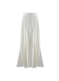 Patterned long flared skirt - White