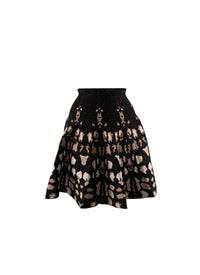 Printed short skirt with marked waist - Brown