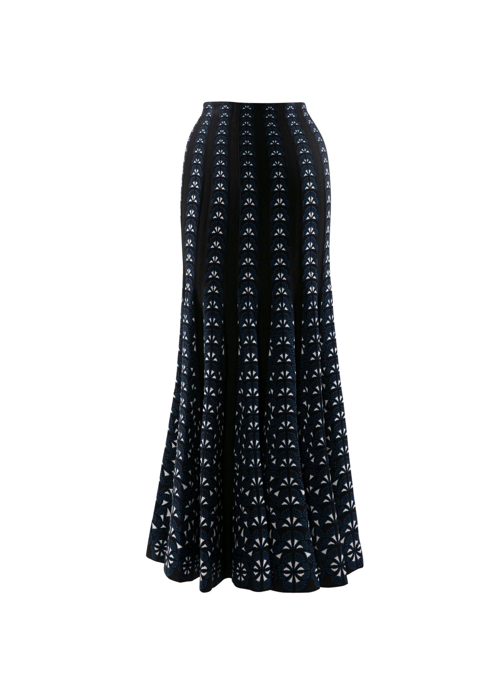 Long flared skirt - Blue & White