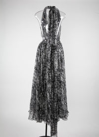 Sleeveless flowing dress with silk crossover back - Multicolour