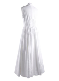 Robe longue plissée et col montant - Blanc