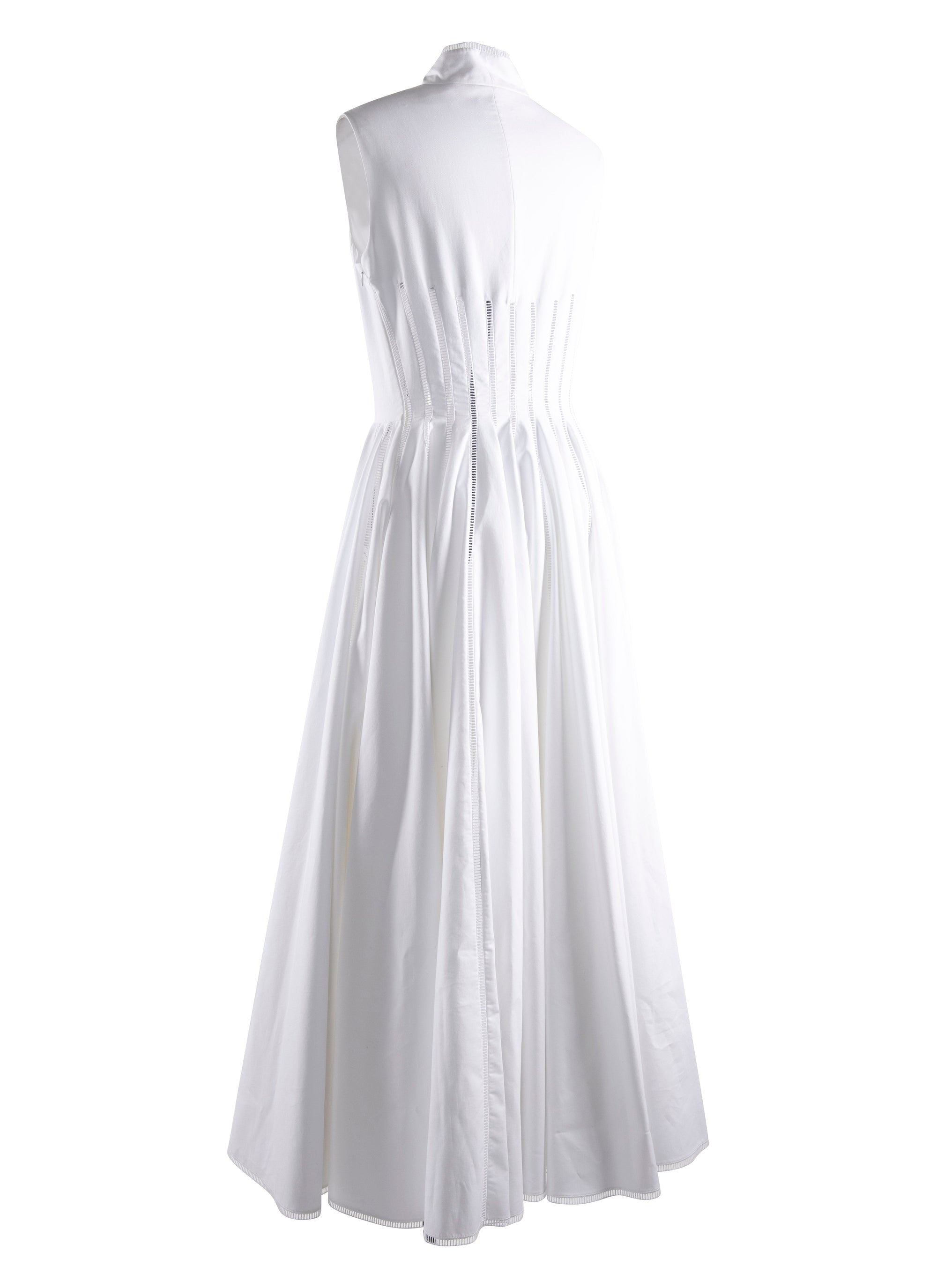 Robe longue plissée et col montant - Blanc