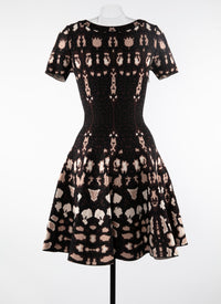 Short flared patterned dress - Brown