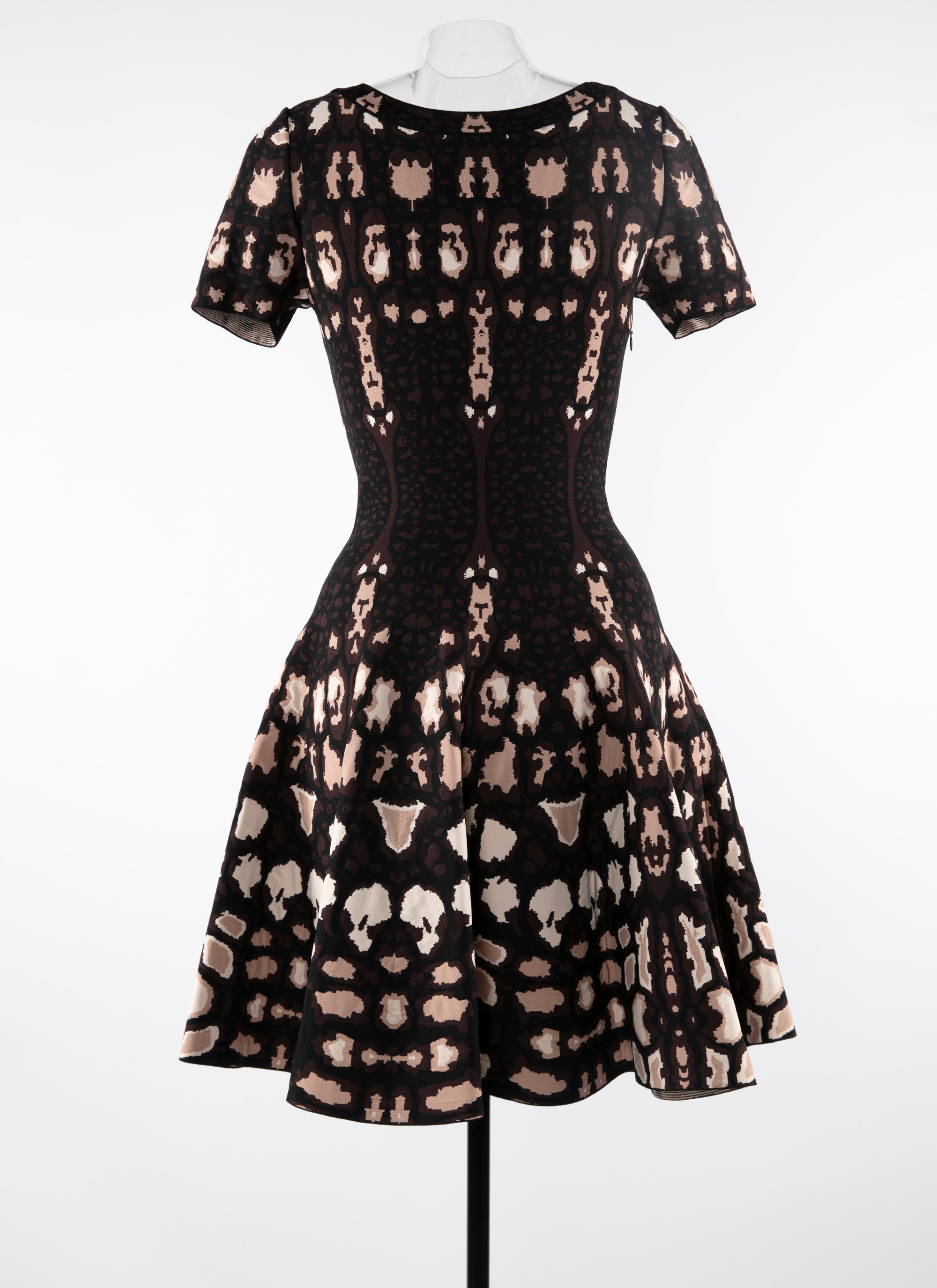 Short flared patterned dress - Brown