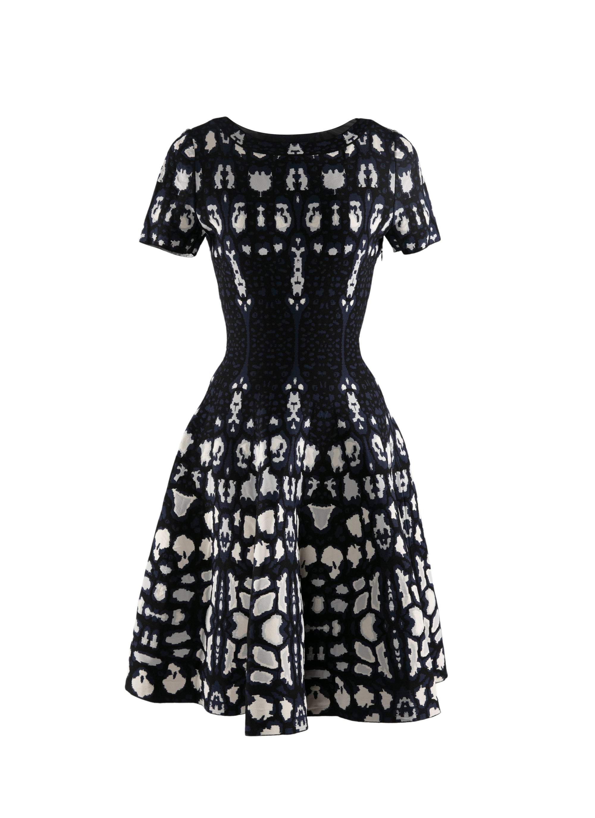 Short flared patterned dress - Blue