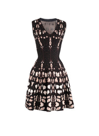 Sleeveless knitted cheetah dress - Brown