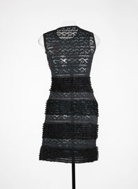 Robe ajustée à volants superposés - Noir & Bleu