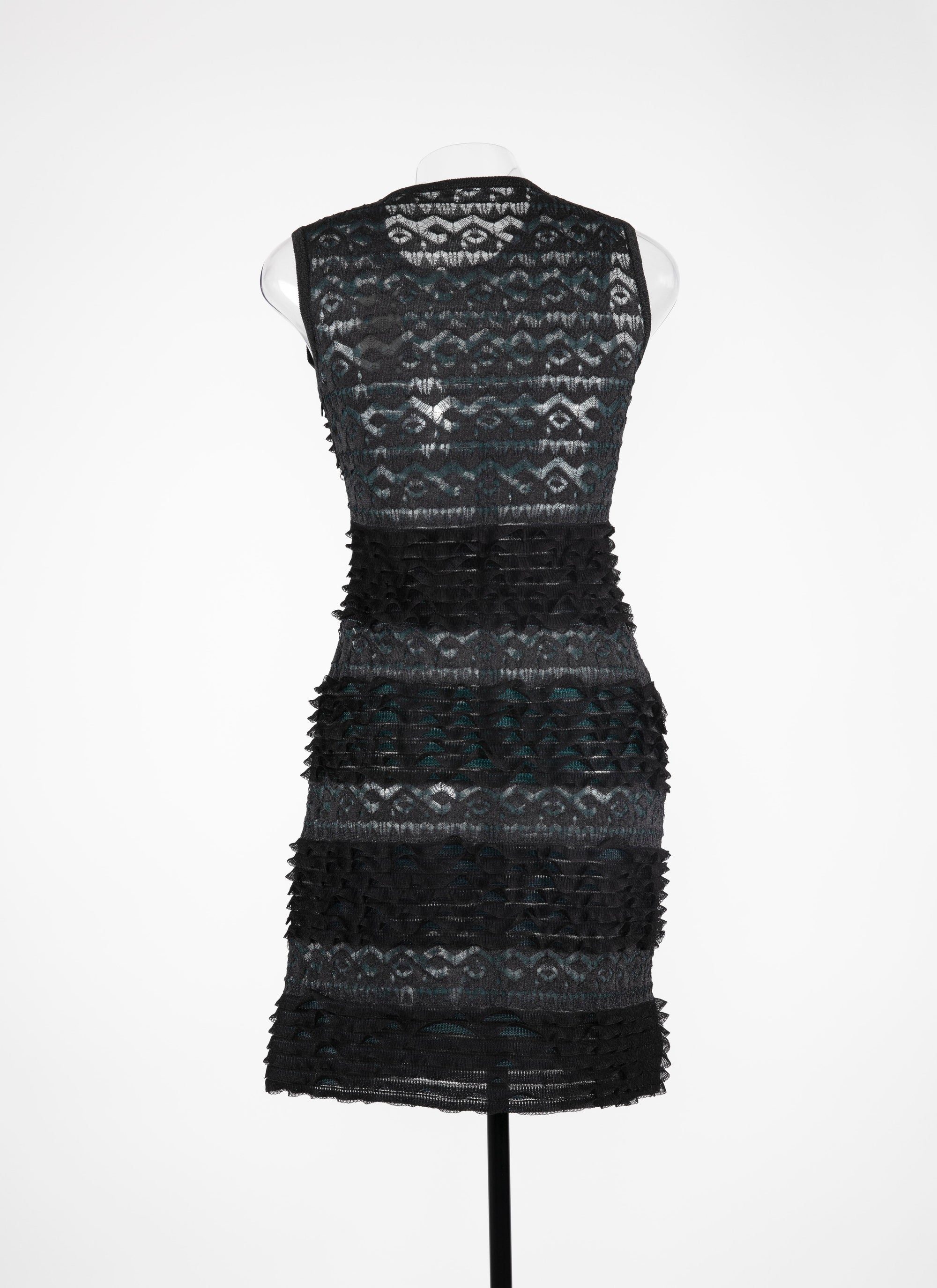 Robe ajustée à volants superposés - Noir & Bleu
