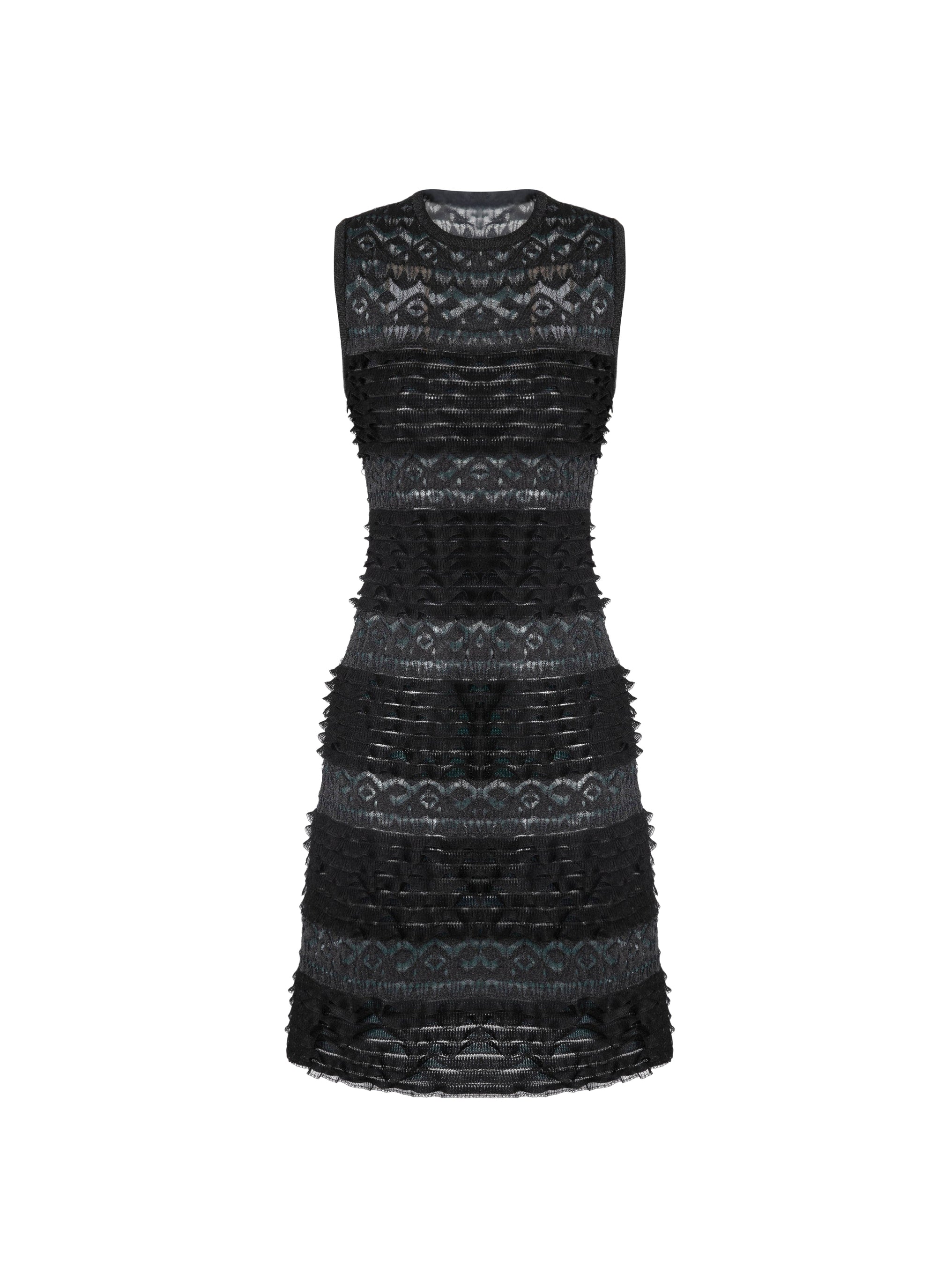 Robe ajustée à volants superposés - Noir & Bleu