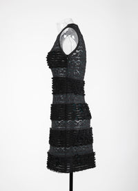 Robe ajustée à volants superposés - Noir & Bleu