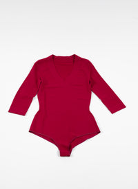 3/4 sleeve v-neck bodysuit - Magenta