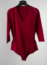 3/4 sleeve v-neck bodysuit - Magenta