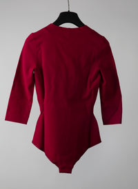 3/4 sleeve v-neck bodysuit - Magenta