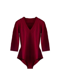3/4 sleeve v-neck bodysuit - Magenta