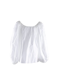 Loose blouse with puffed sleeves - White