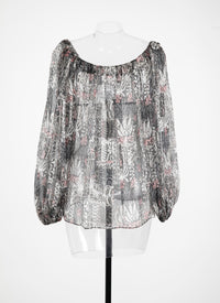 Loose-fitting blouse with pleated texture - Multicolour